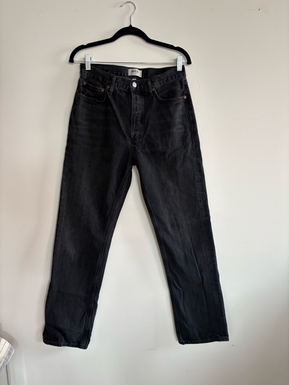 Agolde Washed Black Straight Lana Jeans - Picture 2 of 5